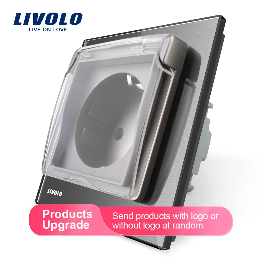 Livolo гнездо питания стандарта ЕС, белая стеклянная панель, AC 110~ 250V 16A настенная розетка с водонепроницаемой крышкой C7C1EUWF-11