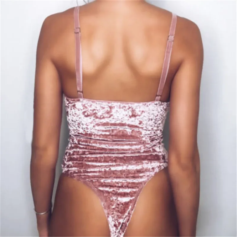 Пикантные бархатные узкие боди Для женщин с v-образным вырезом без рукавов стрейч