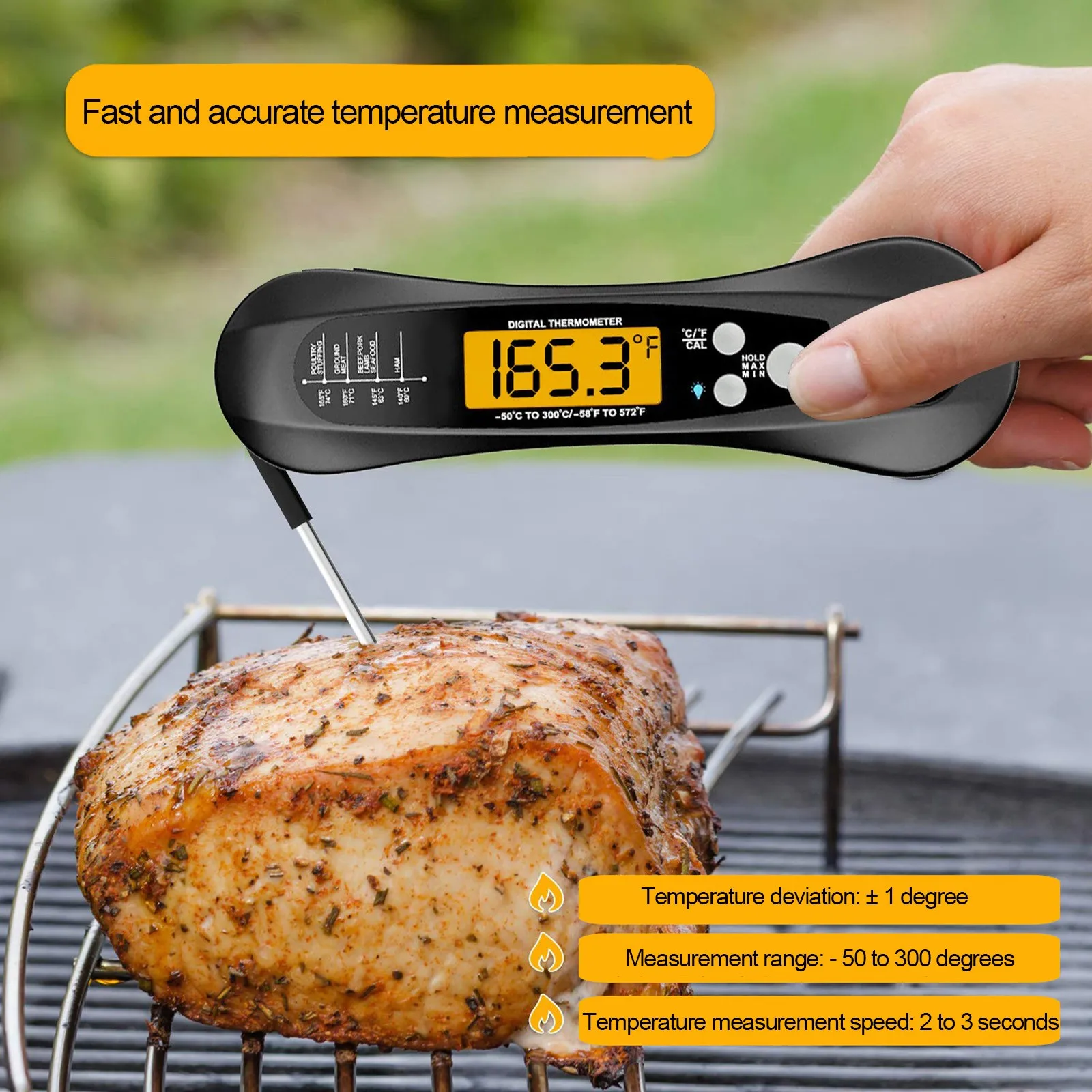

Meat Thermometer Smart Modes]Waterproof Digital Meat Thermometer Ultra Fast Food Thermometer for Grilling Instant Read Steak