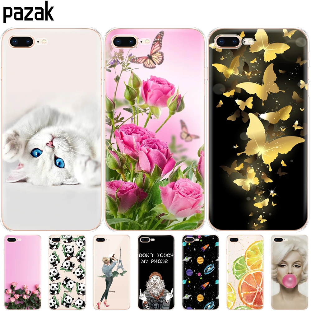 Силиконовый чехол для iphone 7 8 plus мягкий из ТПУ задняя крышка Apple iPhone сумка чехлы coque