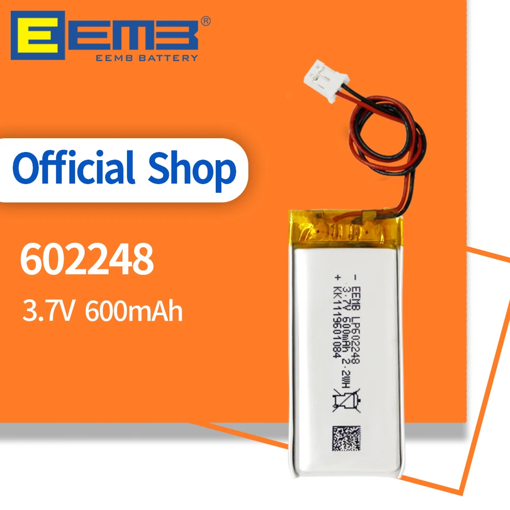 

EEMB 602248 3.7V Lipo Battery 600mAh Rechargeable Lithium Polymer Battery for GPS Navigator MP5 Bluetooth Speaker Camera DVR