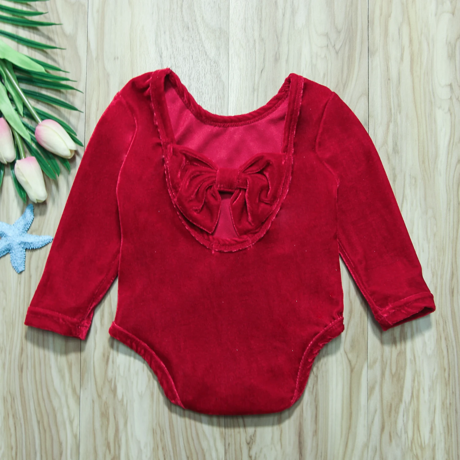 Боди для новорожденных девочек золотой бархатный комбинезон с длинным рукавом и