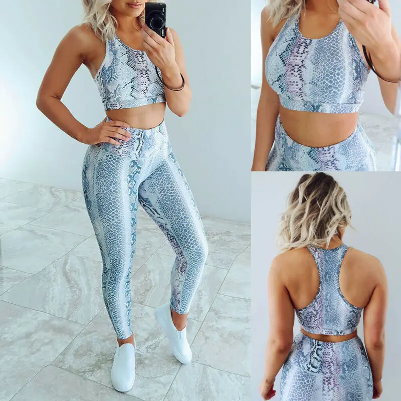 2 шт./компл. женские спортивные комплекты леггинсы брюки + майки Женский