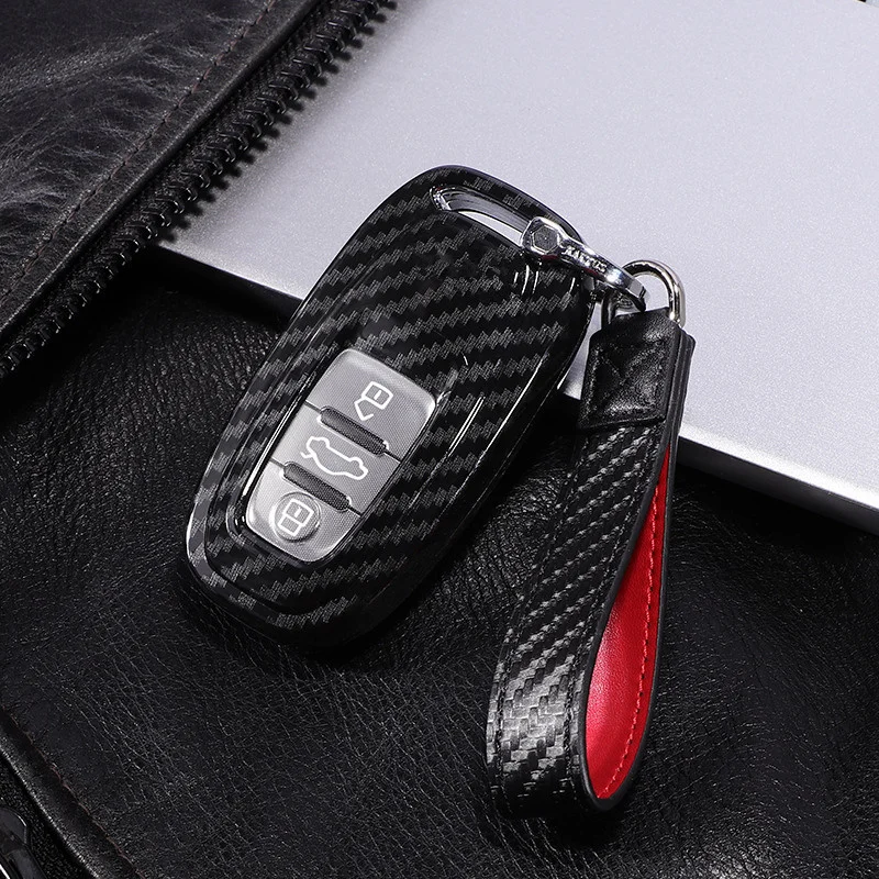 

Car Key Case Refitted Full-buckle Carbon Fiber Pattern Used For Audi A6L Key Set Q5A5A7S3S5 A4L Key Case
