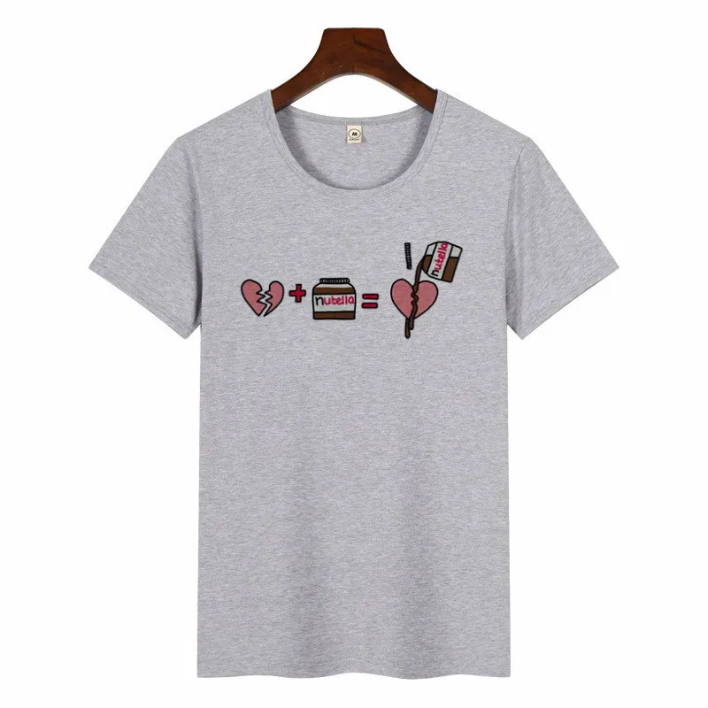 p1574-5-grey Nutella Kawaii футболка с принтом женская 90s Harajuku Ullzang модная футболка графическая Милая мультяшная футболка корейский стиль Топ Тройники женские - Цвет: p1574-5-grey