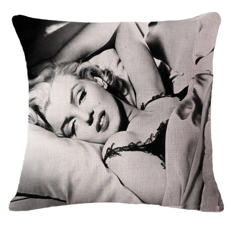 Декоративная подушка Marilyn Monroe хлопчатобумажная льняная для дивана Наволочка на