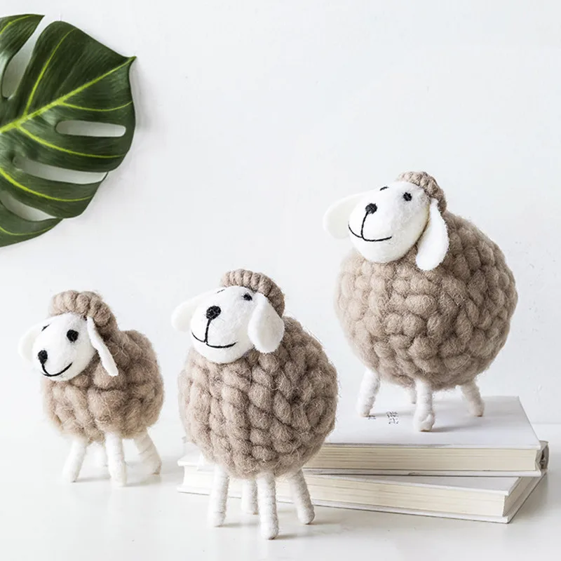 Шерстяные войлочные овцы миниатюрные фигурки скандинавские мягкие игрушки