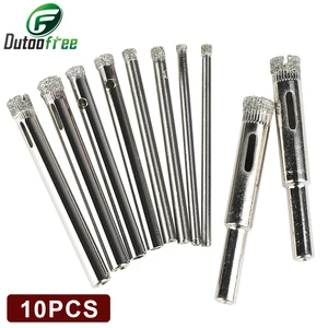 Набор сверл из быстрорежущей стали с алмазным покрытием, 10 шт.лот, алмазные инструменты, пила для отверстий для плитки, мрамора, стекла, керамики, сверла 3-8 мм