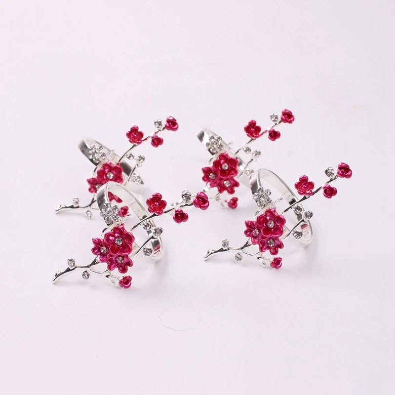 10 шт. Свадебные серебряные Цвет роспись сливы пуговица для салфетки кольца