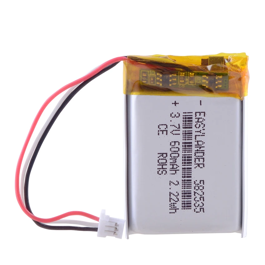 

3pcs/Lot 3.7V 600mAh Rechargeable li-Polymer Battery For Transcend DrivePro 100 mp3 DVR GPS headephone 582535 602535 caram m1