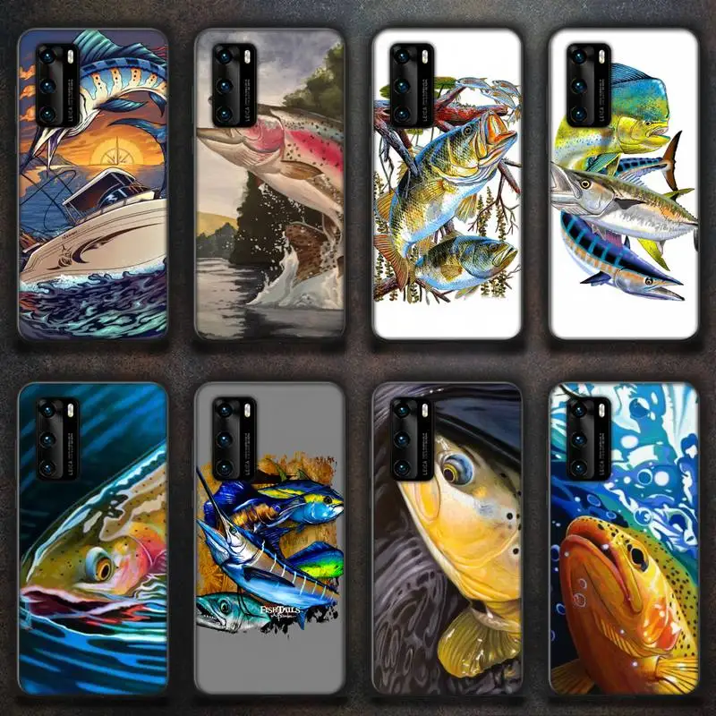 

FISHING 3 RODS BY LAKE Phone Case For Huawei P40 Pro Lite P8 P9 P10 P20 P30 Psmart 2019 2017 2018
