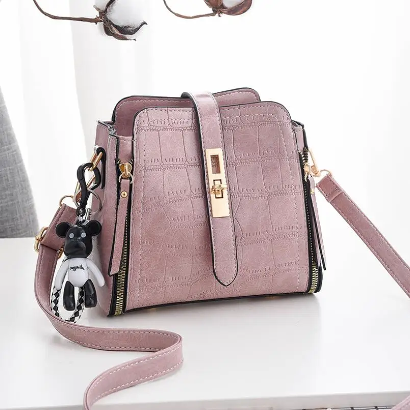 

All-match Fashion Small Square Bag Open Zipper Women Handbag Fashion Women Shoulder Bag Stone Grain Leather Lady Messenger Bag