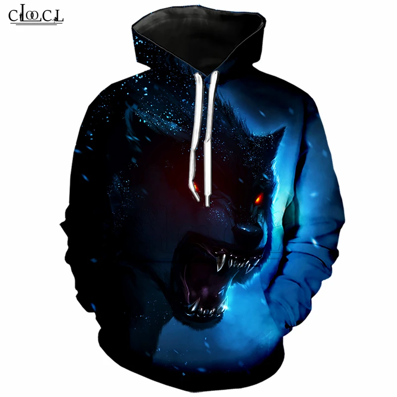 Черный умный Волк футболки 3D принт животное свирепый волк Толстовка