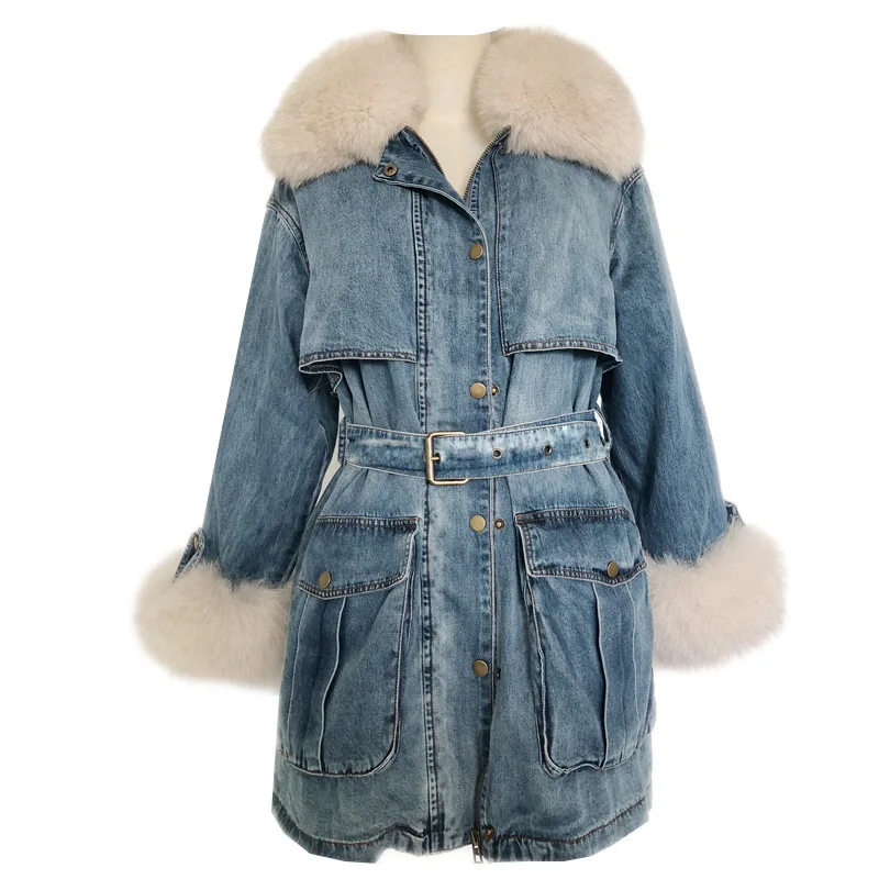 Новинка 2020 модная зимняя джинсовая женская парка куртки для свободного пальто