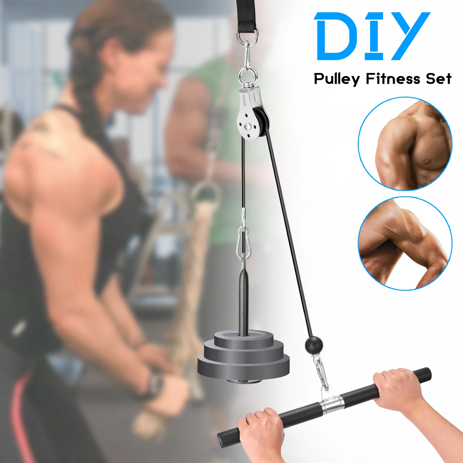 

DIY Pulley Rope Fitness System Self Made Fitness Apparatus Strength Training Equipment Pull Down Pulley Rope Fitness Tricep