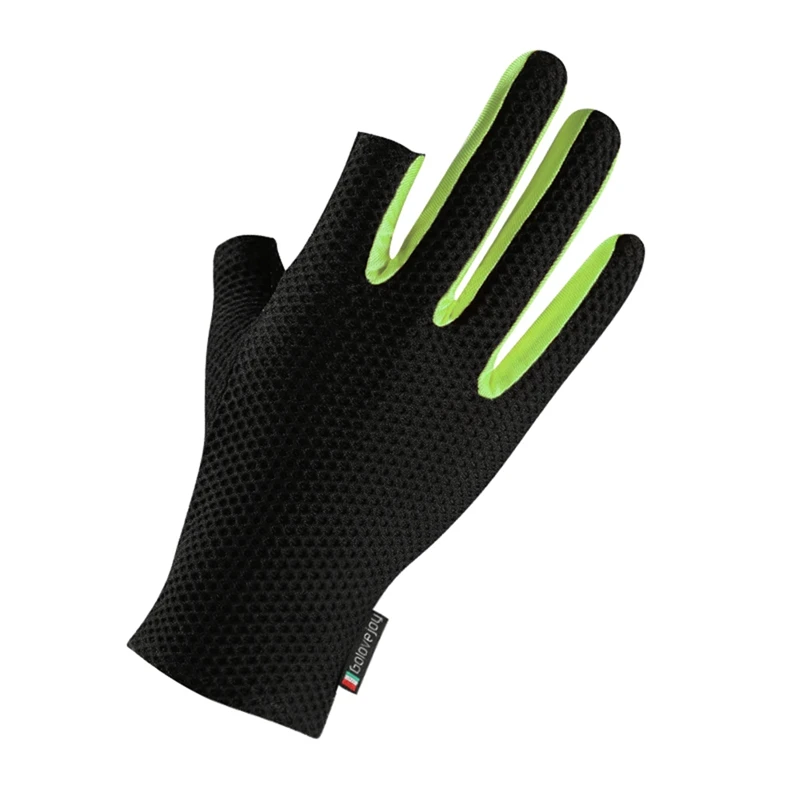 

Fishing Gloves 2 Cut Finger Anti Slip Sunshade Elastic Breathable Ice Silk Cycling Fishing Gloves