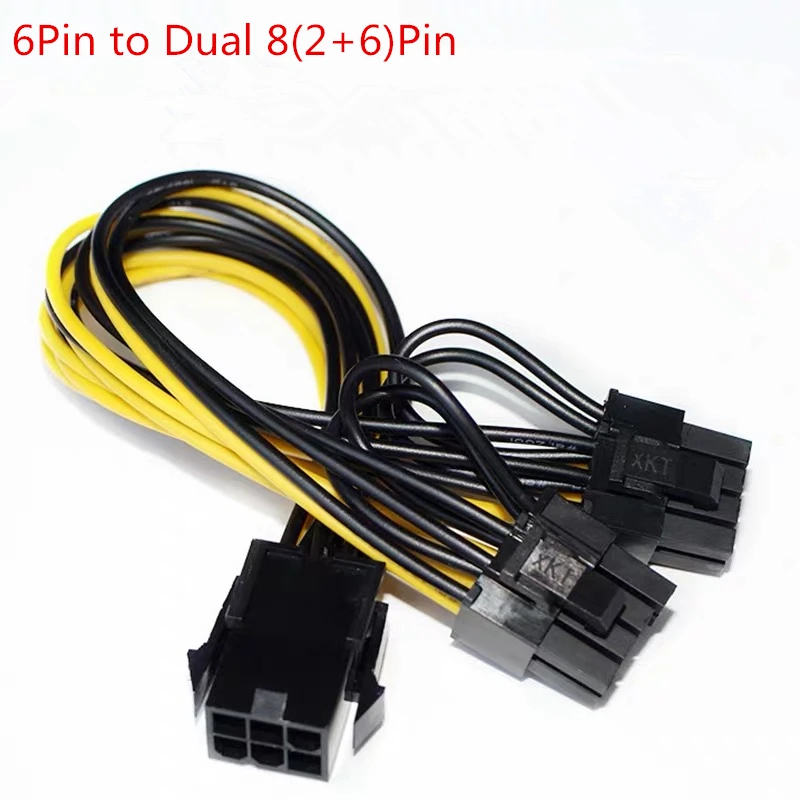 

wholesale 100Pcs GPU 8Pin 6pin to PCIE Dual 2 x 8pin PCI-Express（6+2)pin Y Splitter Miner Graphics Card Power Supply Cable 18AWG