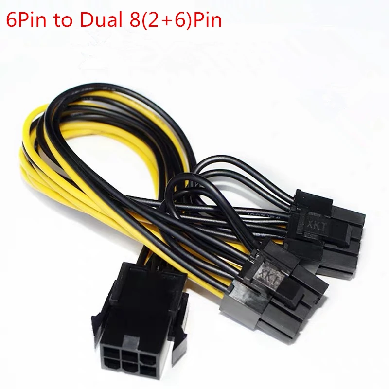 ЦП 8pin 6pin к PCIE Dual 2 x PCI Express(6 + 2)pin Y сплиттер для майнинга GPU видеокарта кабель питания