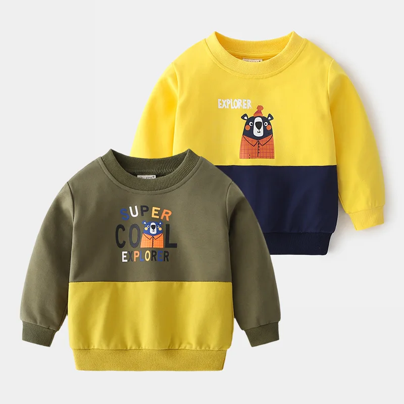 

Spring and Autumn Boys Sweatshirt Cute Cartoon Round Neck Pullover Children's Fashion Soft Casual Children's Top Boy Clothes