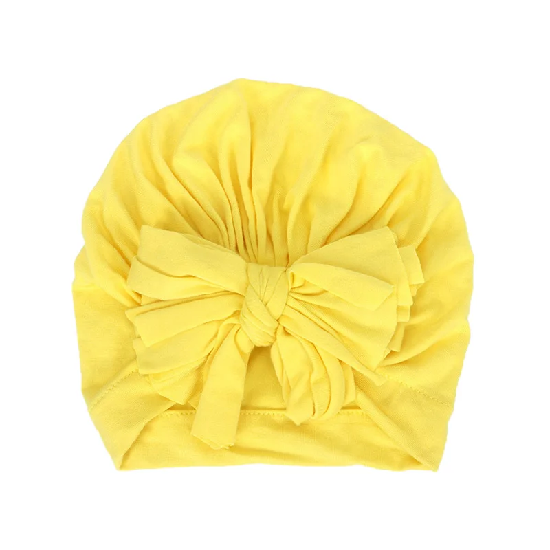 Yellow 16 цветов, хлопковая детская шапка, шапка-тюрбан с бантом, реквизит для фотосессии, детская шапочка, Аксессуары для младенцев, детская шапка для девочек и мальчиков, детские шапки - Цвет: Yellow