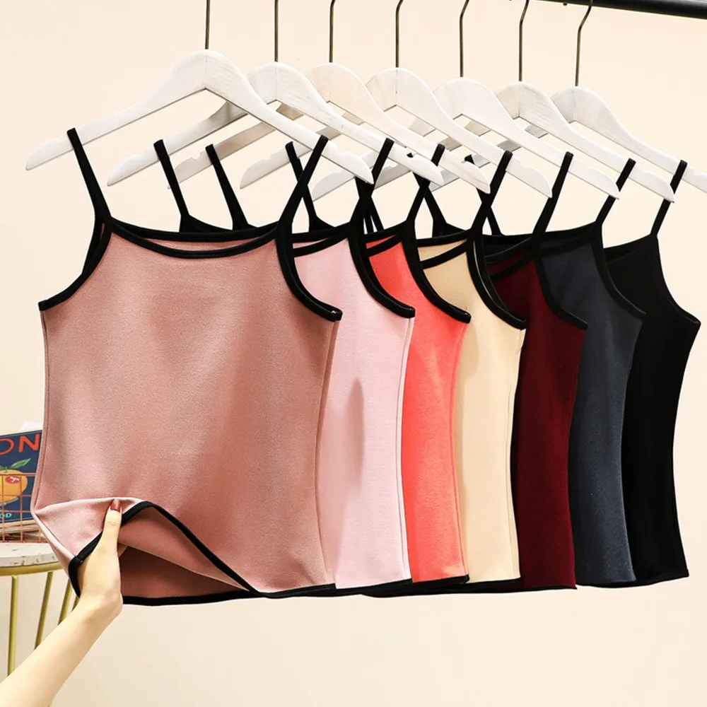 

Oversize Women Solid Soft Thick Sling Inner Wear Underwear Sleeveless Bottoming Shirt Warm Double-Sided German Velvet Top Vest