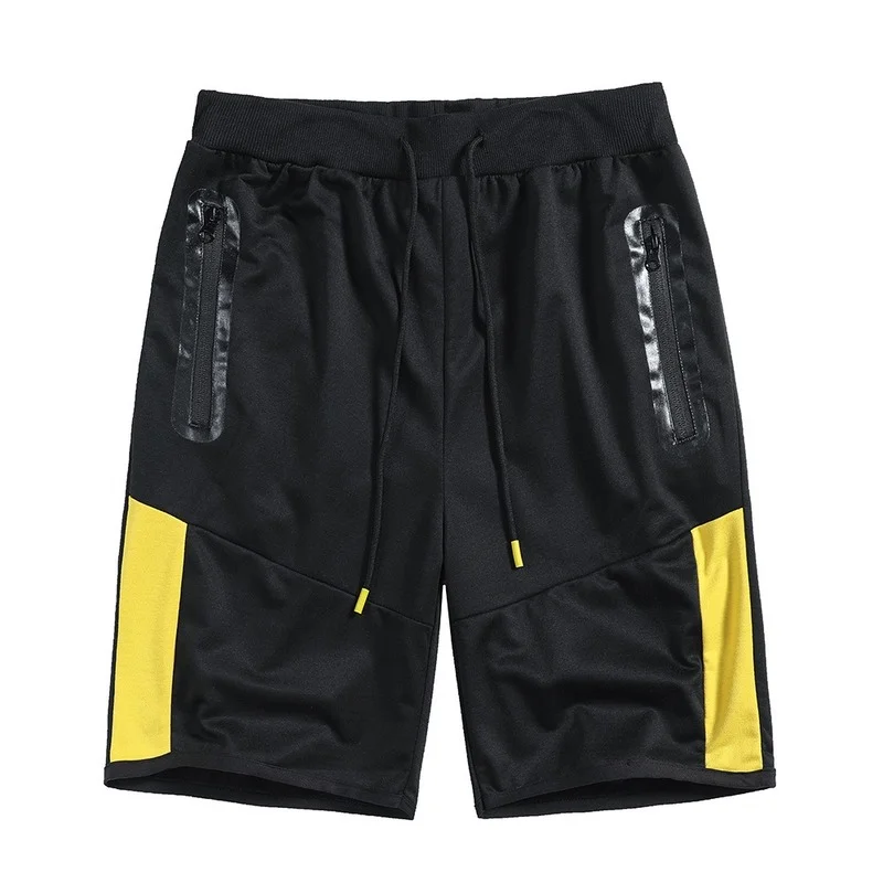 

2021 European code men's fashion color matching zip pocket beach pants straight sports pants
