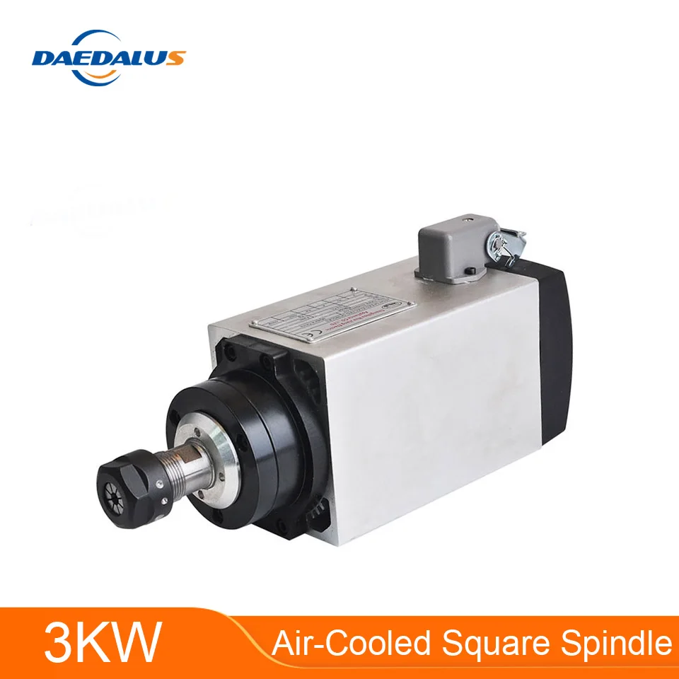 Daedalus CNC мотор шпинделя 220 В/380 В шпиндель 3 кВт с воздушным охлаждением квадратный двигатель ER200 Фрезерный резак гравировальный инструмент