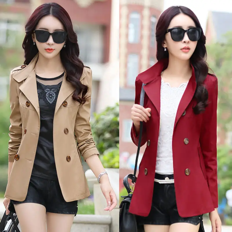 

2021 Новинка весны осень тонкая Повседневная ветровка размера плюс Тренч для WomenFemale двубортная верхняя одежда детский топ-футболка с коротки...