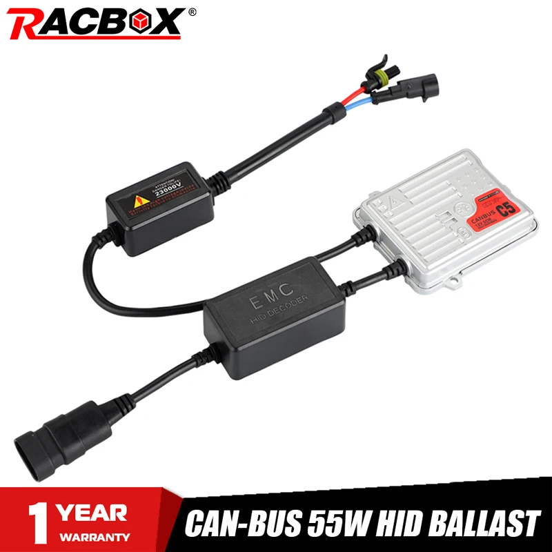 RACBOX 55 Вт тонкий HID AC балласт с Canbus декодер блок зажигания для H4 H1 H3 H7 H8 H9 H11 12V