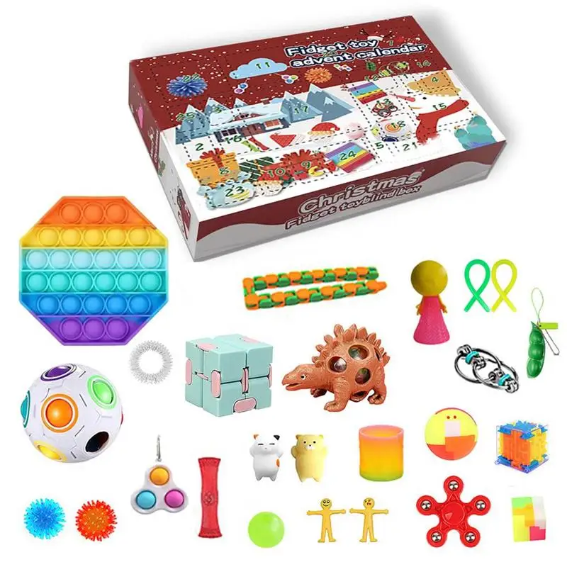 

Christmas Countdown Calendar Toy Christmas Advent Calendar Blind Box Decompression Toy Set for Kids Children Over 3 Years