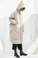 Women Original Design Winter Thick Warm Oversized Hooded Down Jacket Casual Ultra Loose Medium Long Puffer Coat Clothes