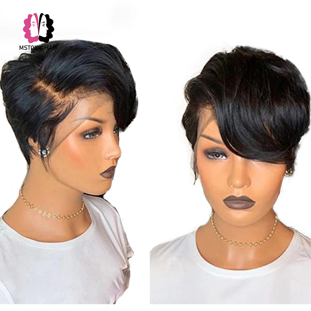 Парики из натуральных волос на коротком кружевном фронте для чернокожих женщин