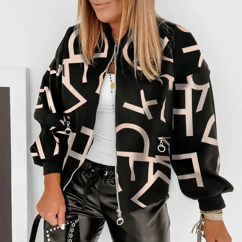 

Autumn Streetwear Simple Jacket Coat Women O-neck Solid Long-sleeve Zipper Jackets Female 2021 Spring Fashion Ladies Coats Tops