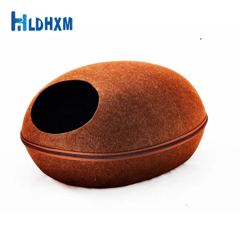 

Hldhxm Semi-enclosed Felt Pet Nest Removable And Washable Eggshell House Breathable Cat Bed Soft Breathable Sleeping Bag