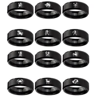 12 zodiac finger ring fashion stainless steel aries taurus rings friendship jewelry accessories christmas gift rings for women
