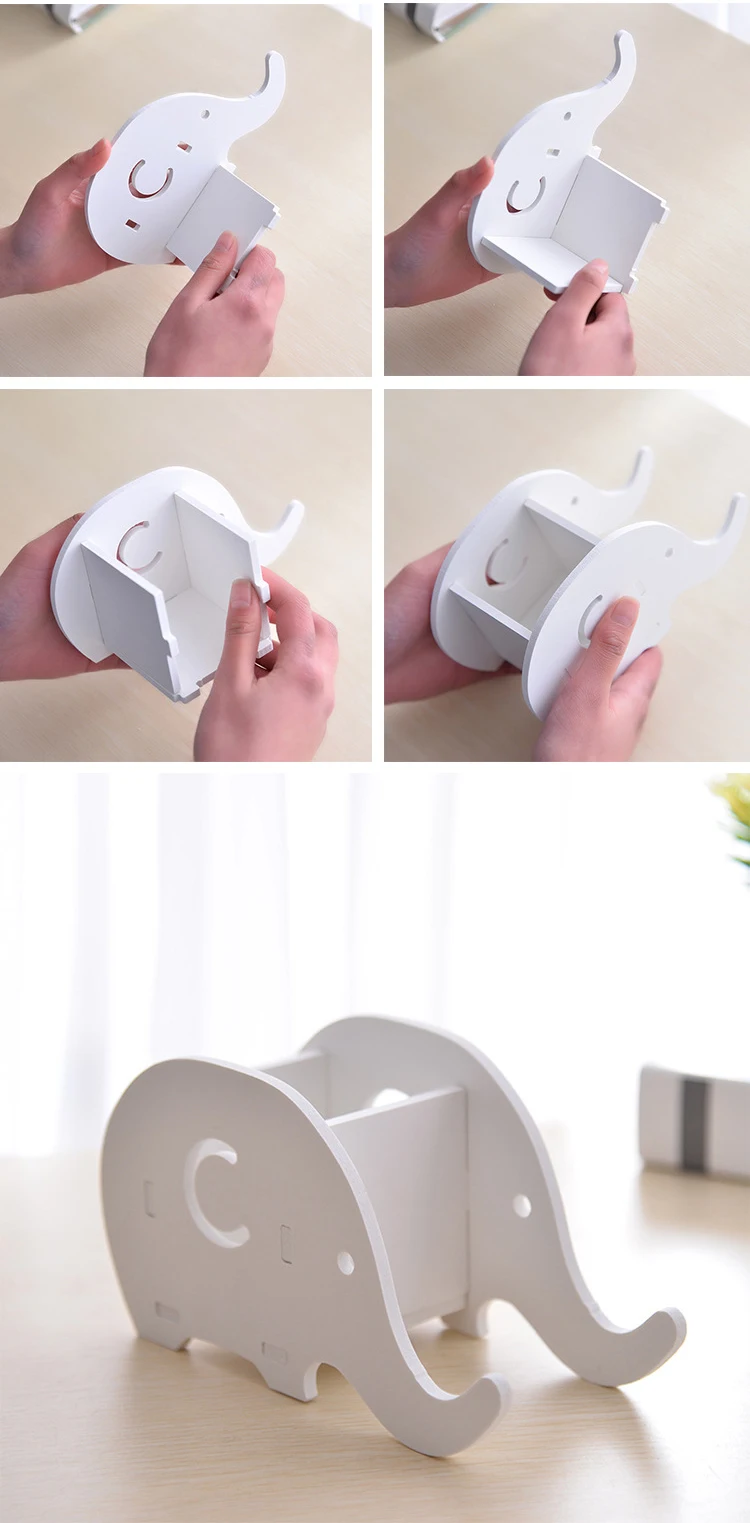 Elephant DIY офисная настольная коробка для хранения, настольная канцелярская ручка для хранения, держатель для телефона, контейнер для домашнего офиса, органайзер для мелочей