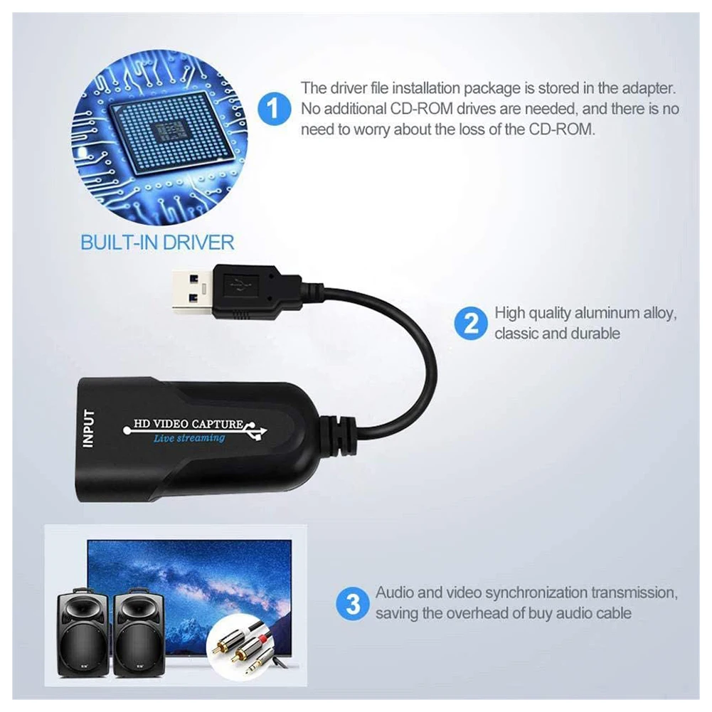 Портативный USB 3 0 HDMI совместимая карта захвата игр 1080P плакат видео надежный