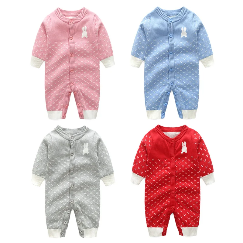 

Ircomll Autumn Kids baby boy girl Knitted Romper Toddler children Cute Rabbit Long sleeve o-neck Knitwear Jumper outfit 6-18M