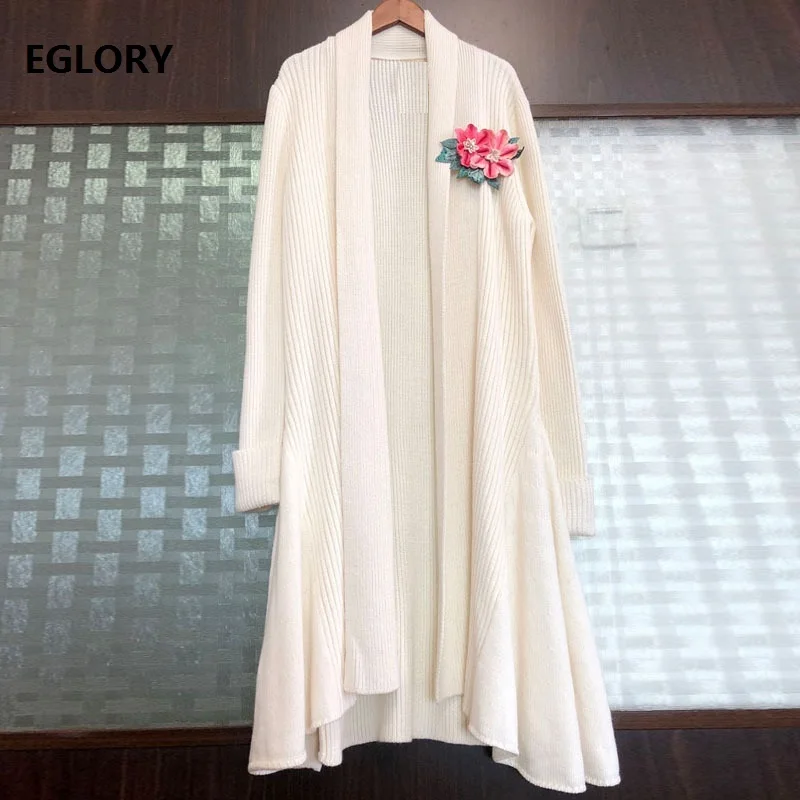 

Top Quality Brand New Fashion Cardigans 2020 Spring Women Appliques Embroidery Long Sleeve Wool Knitted Cardigan