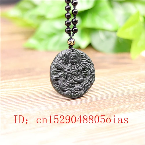 Natural Black Green Jade Dragon Guanyin Pendant Beads Necklace Charm Jewelry Obsidian Accessories Carved Amulet Gifts for Men | Украшения и