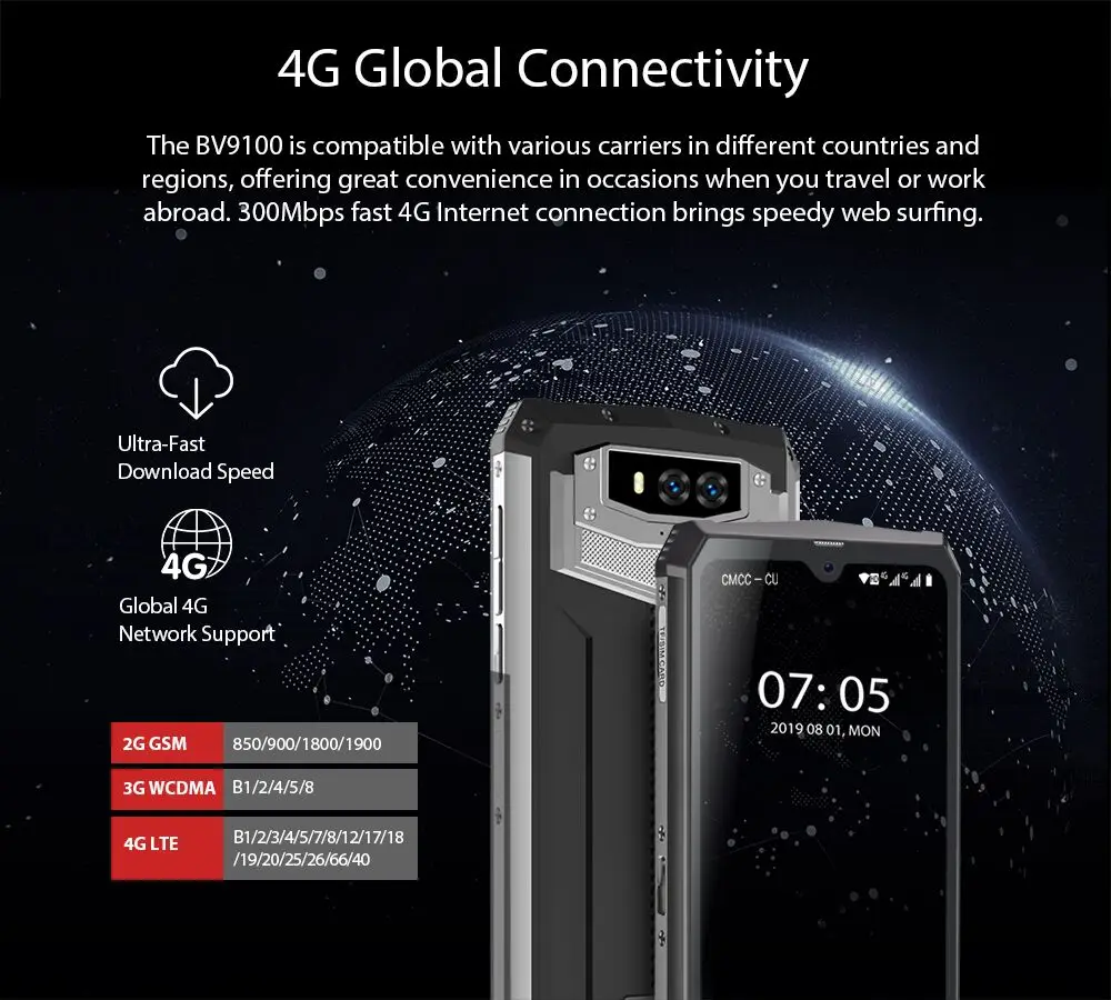 Blackview BV9100 IP68 Водонепроницаемый 6,3 дюймов 4 Гб ОЗУ 64 Гб ПЗУ MT6765V Восьмиядерный Android 9,0 NFC 13000 мАч 30 Вт Быстрая зарядка смартфон