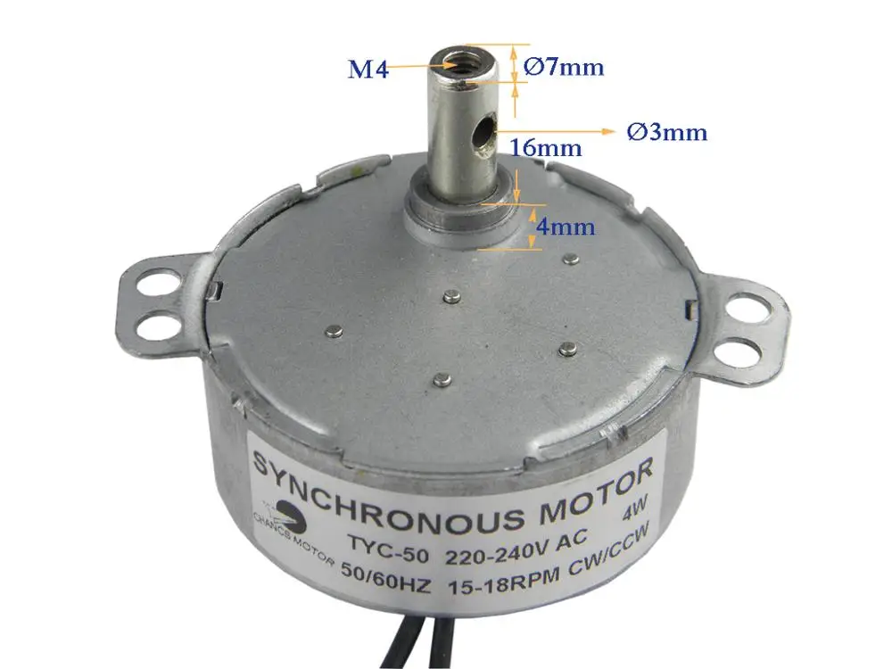 Синхронный двигатель поворотного круга TYC-50 220 В переменного тока 15-18 об/мин 4 Вт