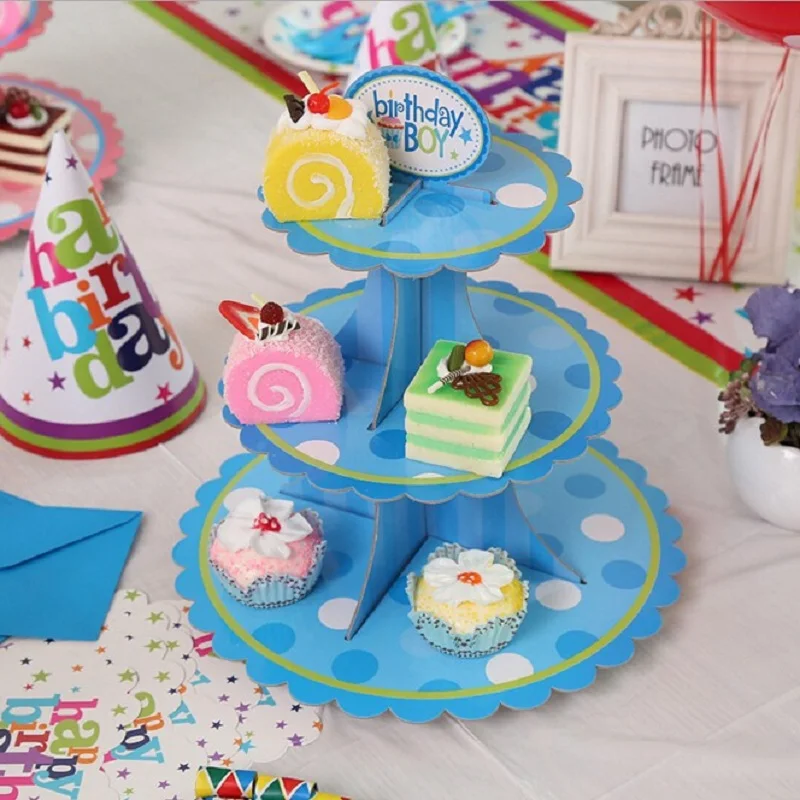 3 уровневая подставка для торта и Фруктовая тарелка круглая картонная кекса