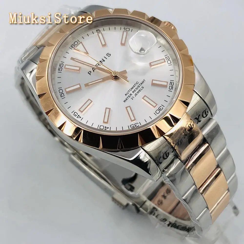 Parnis 2020 Новые мужские Роскошные водонепроницаемые часы из розового золота с