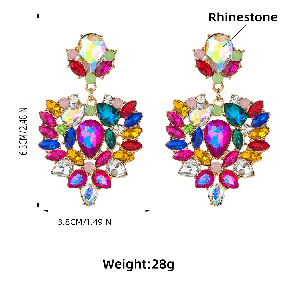 

MIREINA Colorful Rhinestone Peach Drop Earrings Mixes Water Droplets AB Zircon Decoration For Woman Jewelry Beauty