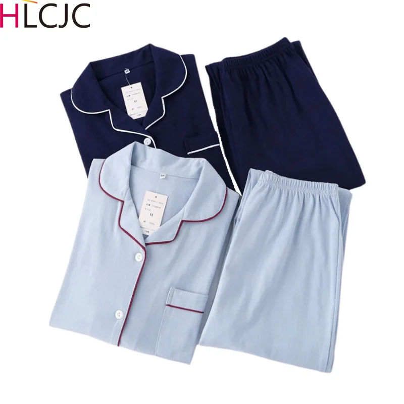 Пижамный комплект для пар на весну и осень женская мужская теплая одежда сна