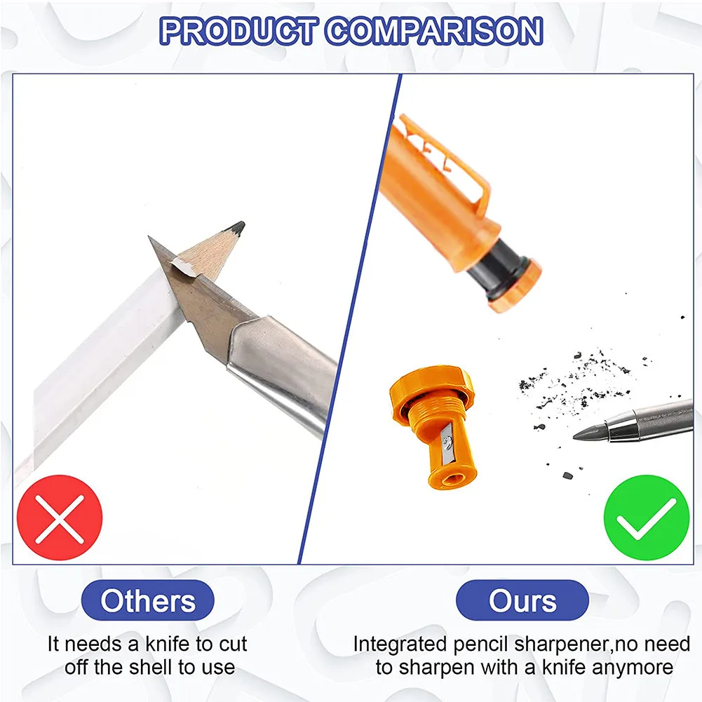 

Carpenter Pencils,Solid Carpenter Pencils Without Built-in Pencil Sharpener, Mechanical Drawing Pencils For Woodworking