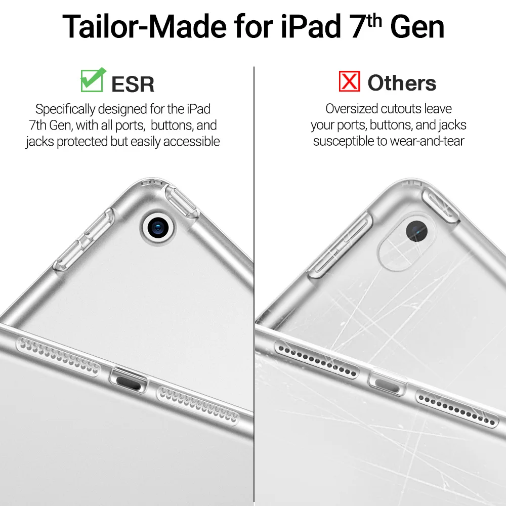 ESR для iPad 8th 7th чехол 10 2 Прозрачный жесткий матч клавиатуры Smart Cover матовая