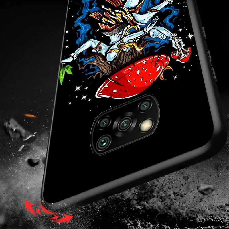 

Psychedelic Mushroom Alien For Xiaomi Redmi K30 K30S Mi 10T Lite Pro Poco X3 NFC X2 M3 M2 F2 Pro C3 F1 Black Phone Case
