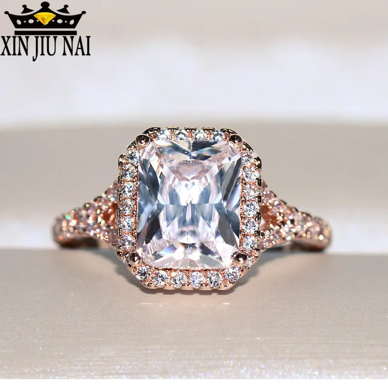 Женское квадратное кольцо с цирконием цвета шампанского складное обручальное из